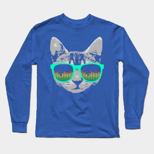 Music Cat with Glasses Long Sleeve T-Shirt by robotface